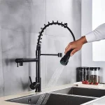 شیر ظرفشویی فنری 360 درجه Hyshin مدل D60 | نازل شاوری چندحالته استیل 304 - Image 2