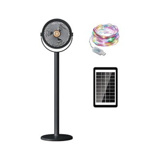 پنکه شارژی خورشیدی ۵ سرعته با ریسه نور RGB